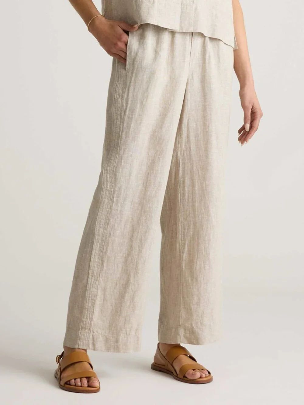 100% European Linen Wide Leg Pants in Flax